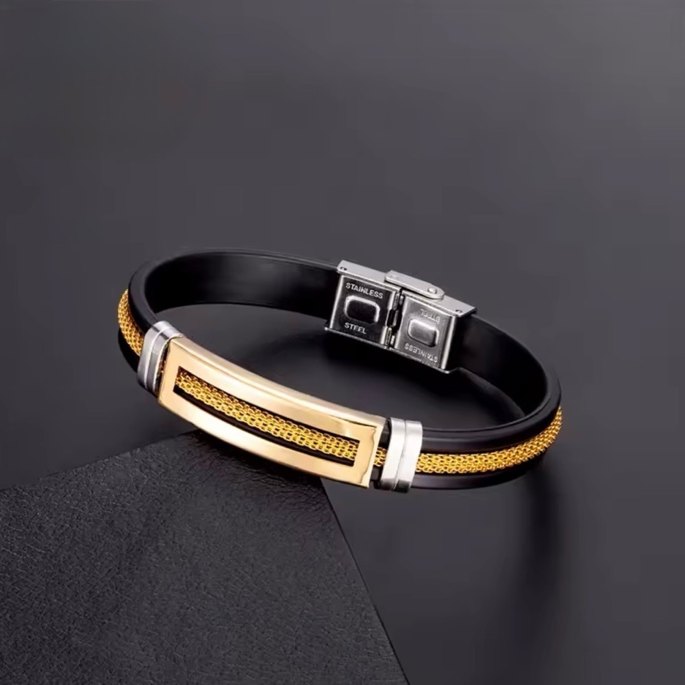 Elegant Black Gold Men's Bracelet - Picture 3 of 6
